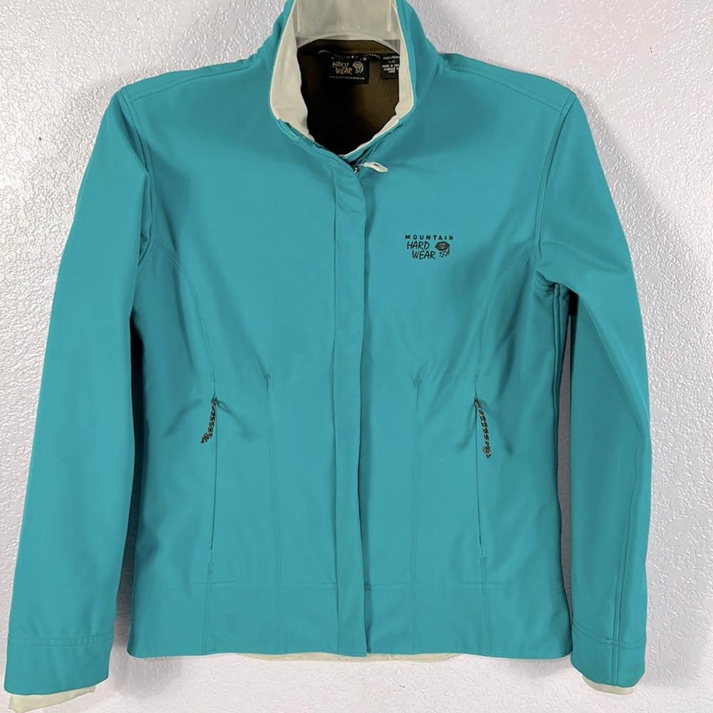 MOUNTAIN HARDWEAR Callisto Aqua blue  Softshell fleece lined Jacket sz M